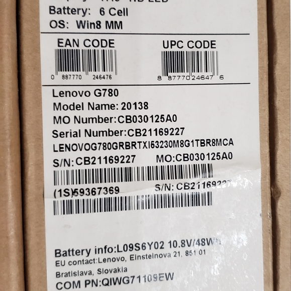 Lenovo Ideapad Laptop 💻 G780 - Picture 9 of 9